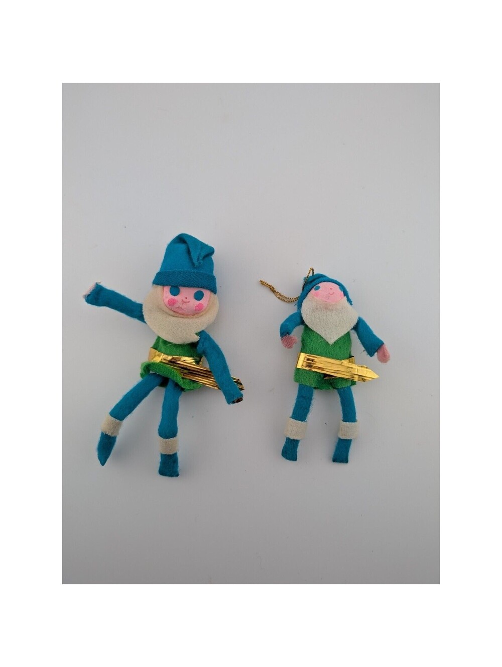 Vintage Christmas Creations Japan Ornament And Figure Elves Blue 1971